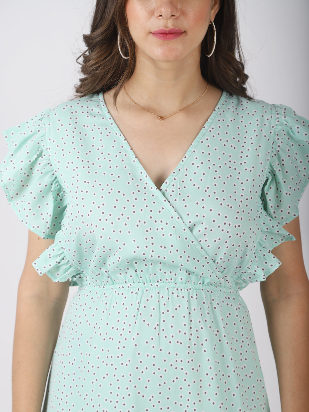 Women A-line Light Blue Above Knee/Mid Thigh Length Dress