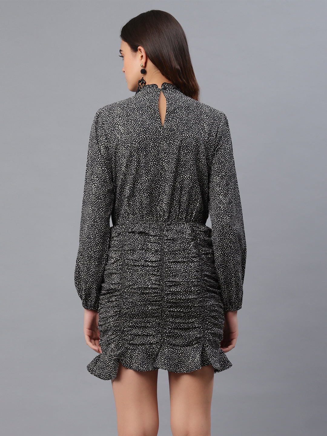 Women Balloon/Bubble Black Mini/Short Dress