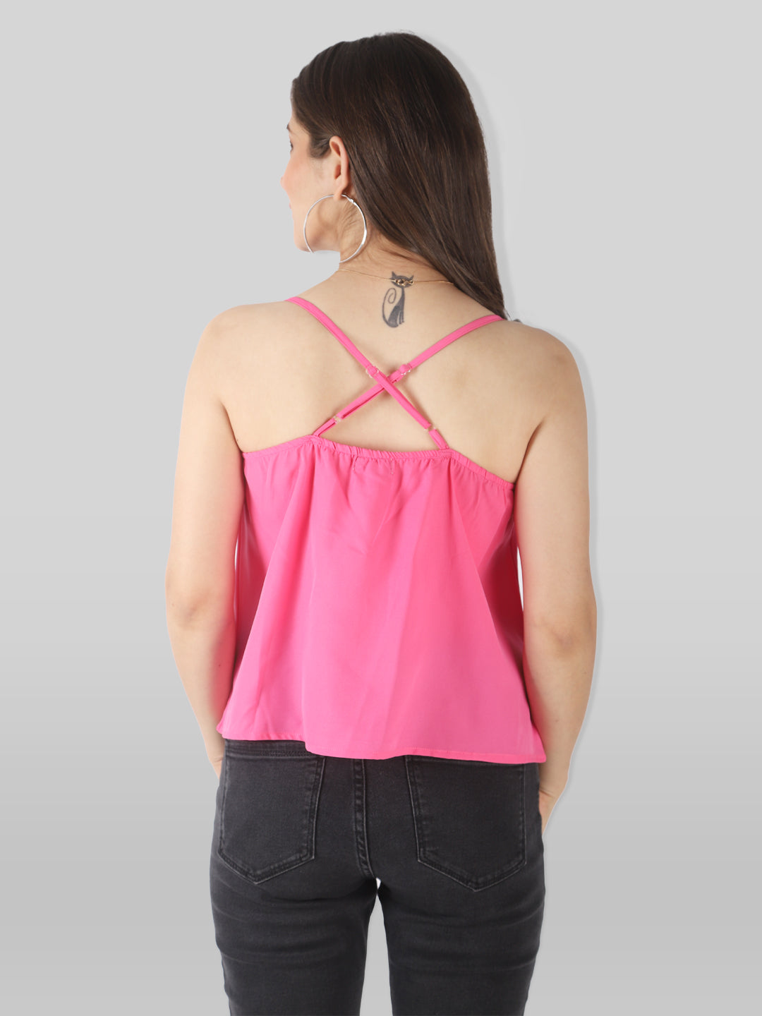 Casual Sleeveless Solid Women Pink Top