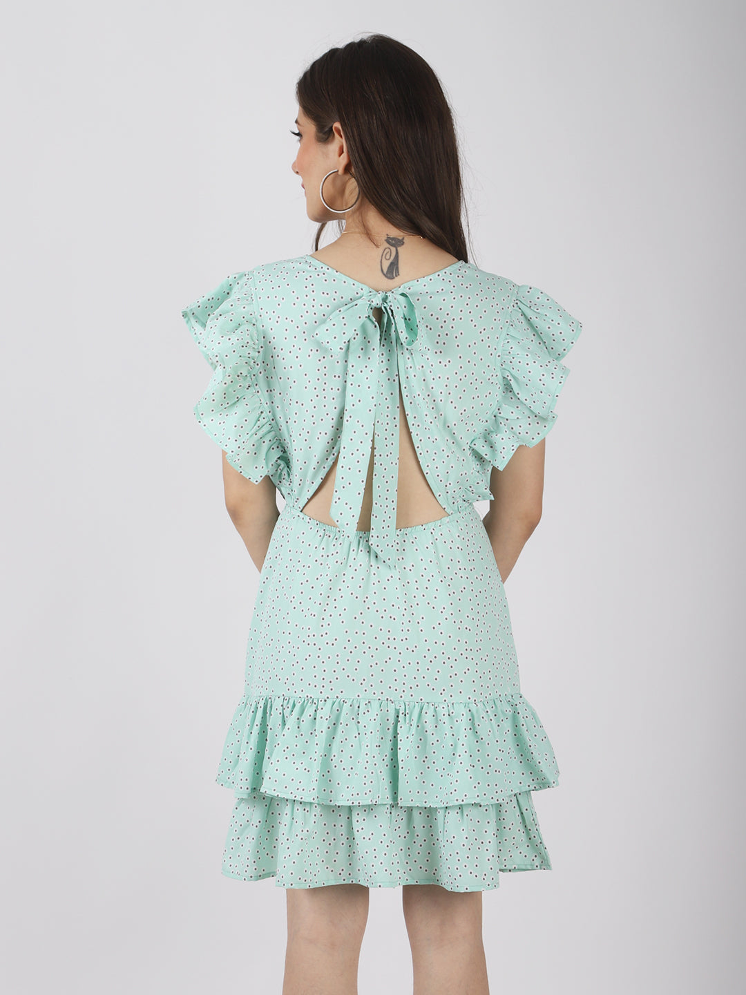 Women A-line Light Blue Above Knee/Mid Thigh Length Dress