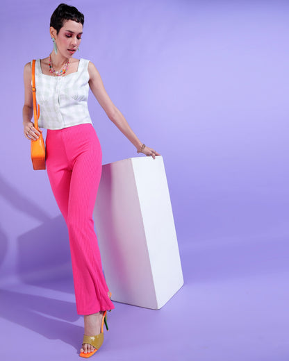 Casual Sleeveless Checkered Women White, Grey Top