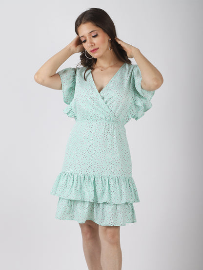 Women A-line Light Blue Above Knee/Mid Thigh Length Dress