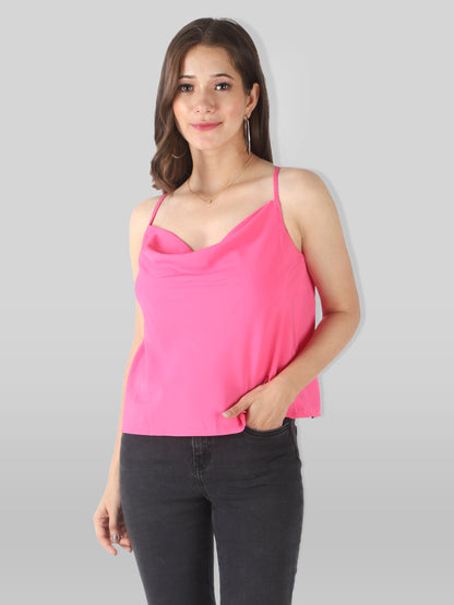 Casual Sleeveless Solid Women Pink Top