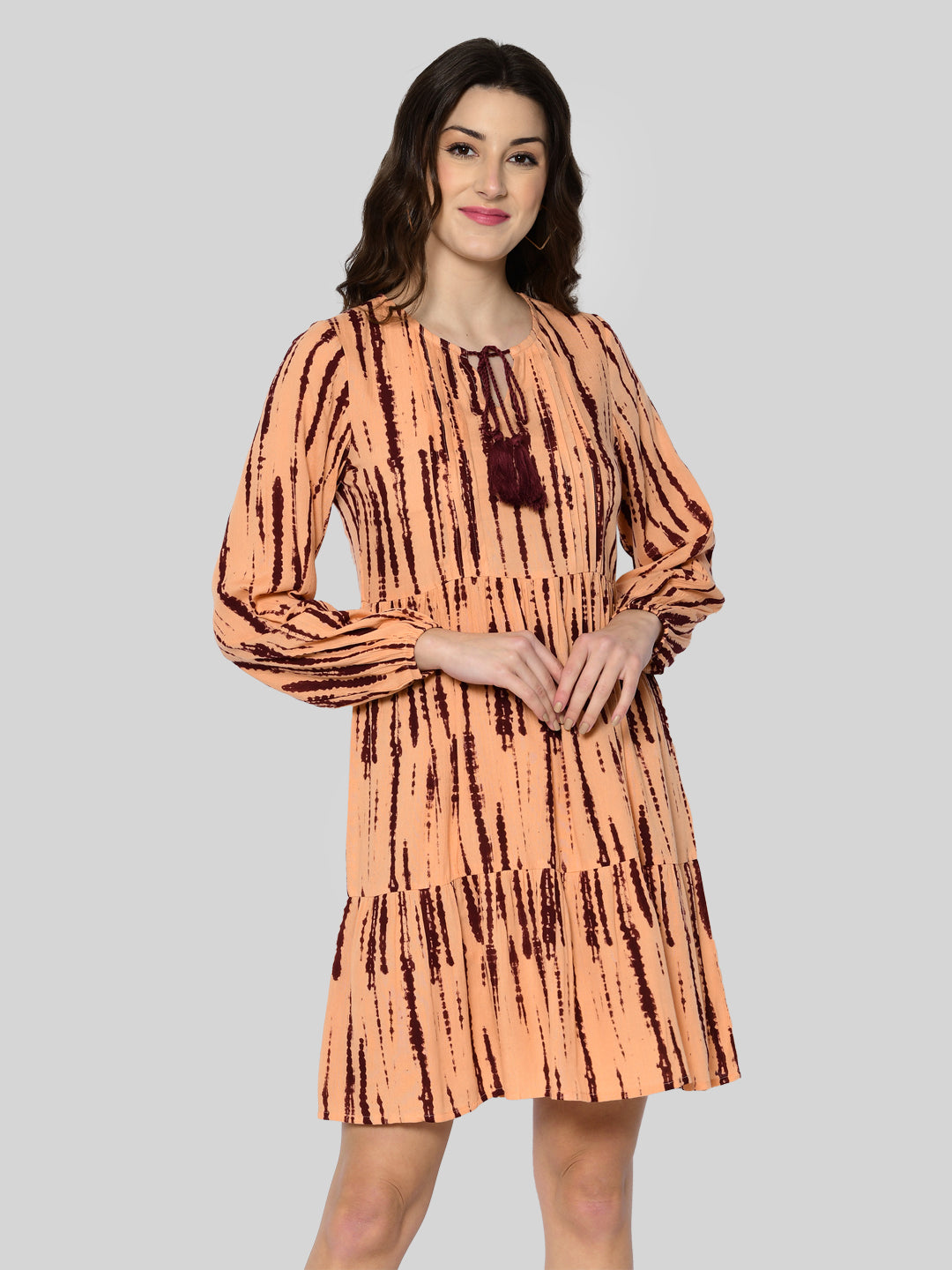 Women A-line Maroon Above Knee/Mid Thigh Length Dress