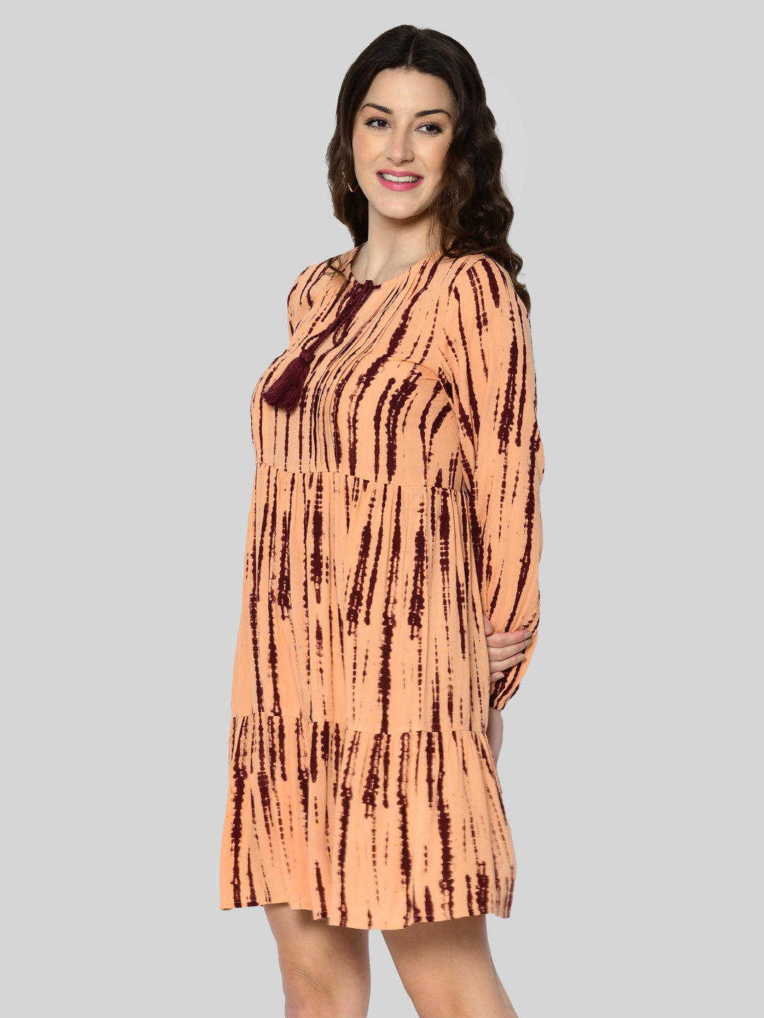 Women A-line Maroon Above Knee/Mid Thigh Length Dress