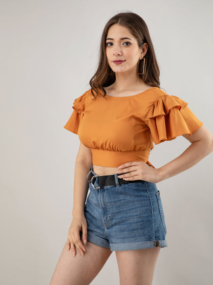 Casual Regular Sleeves Solid Women Brown Top