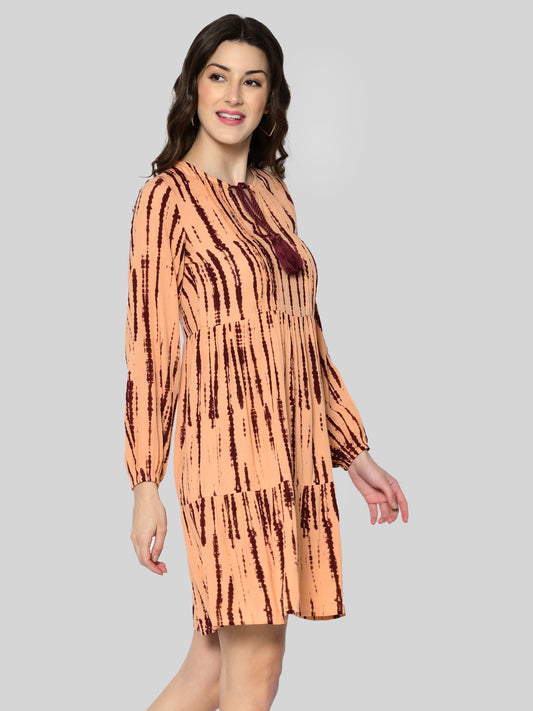 Women A-line Maroon Above Knee/Mid Thigh Length Dress