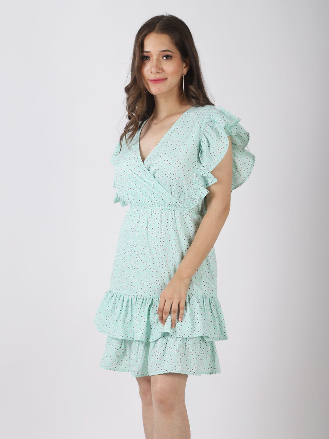 Women A-line Light Blue Above Knee/Mid Thigh Length Dress