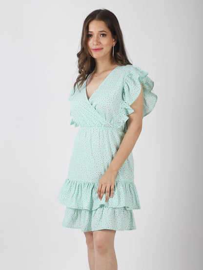 Women A-line Light Blue Above Knee/Mid Thigh Length Dress
