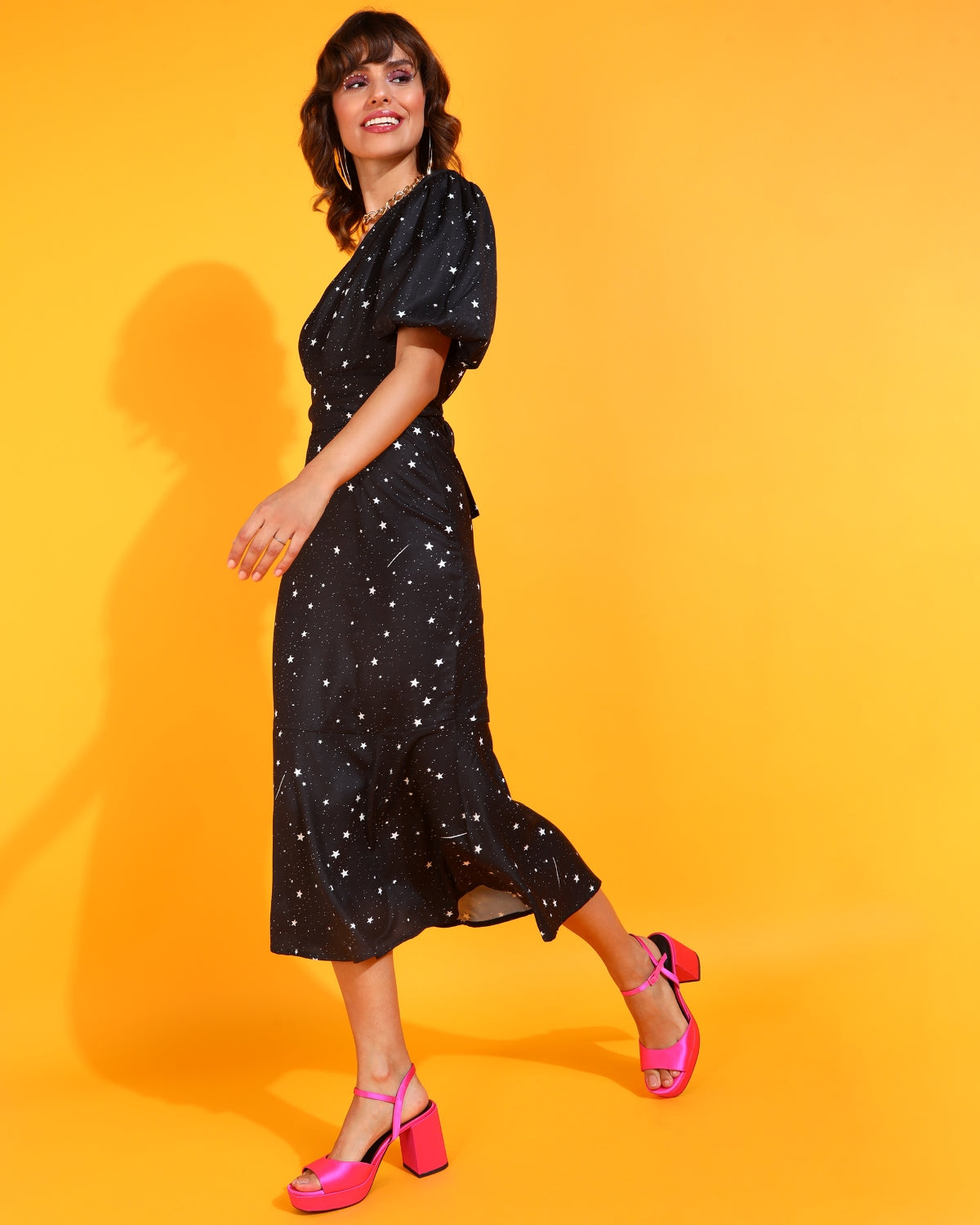 Women A-line Black Ankle Length Dress