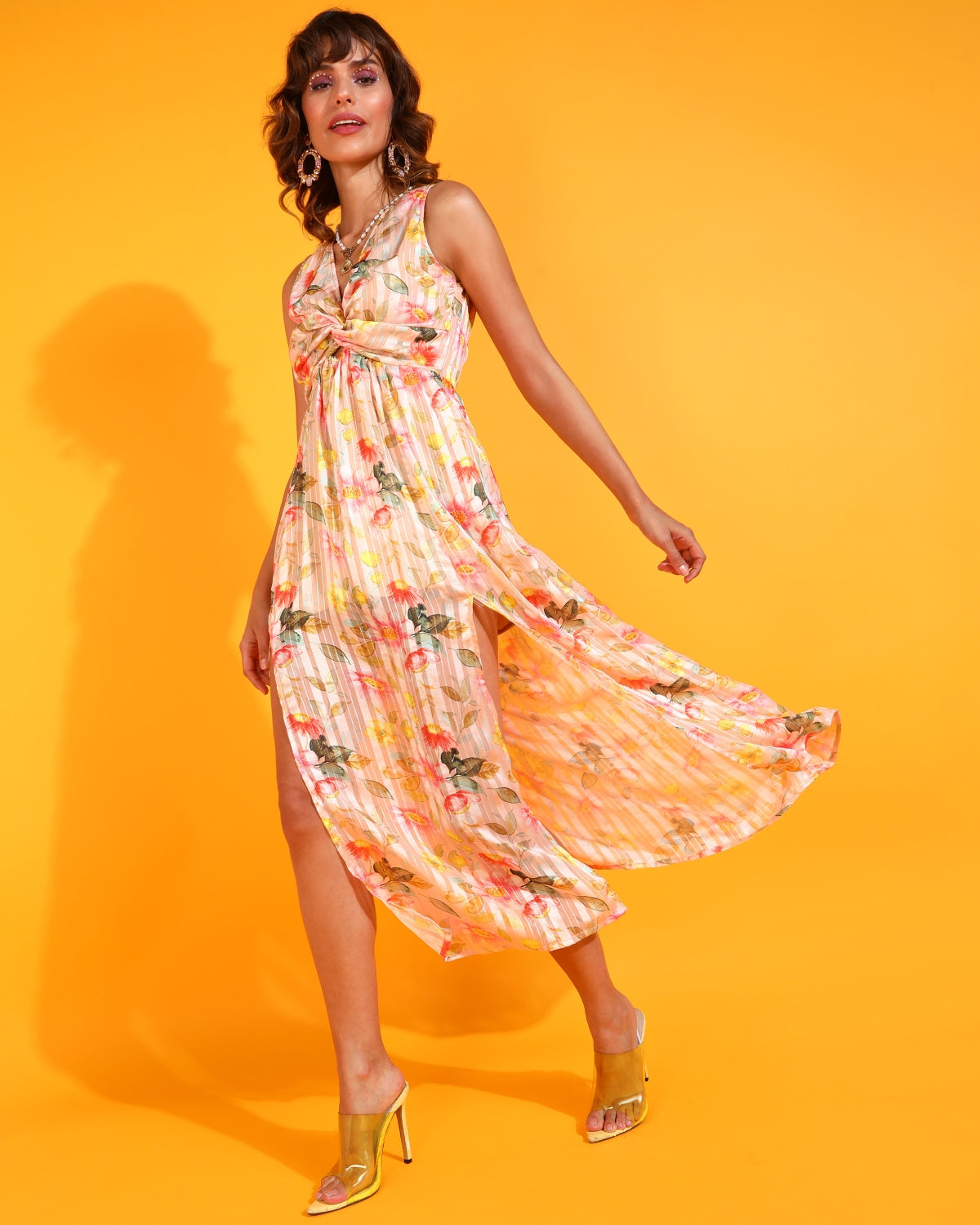 Women A-line Multicolor Midi/Calf Length Dress