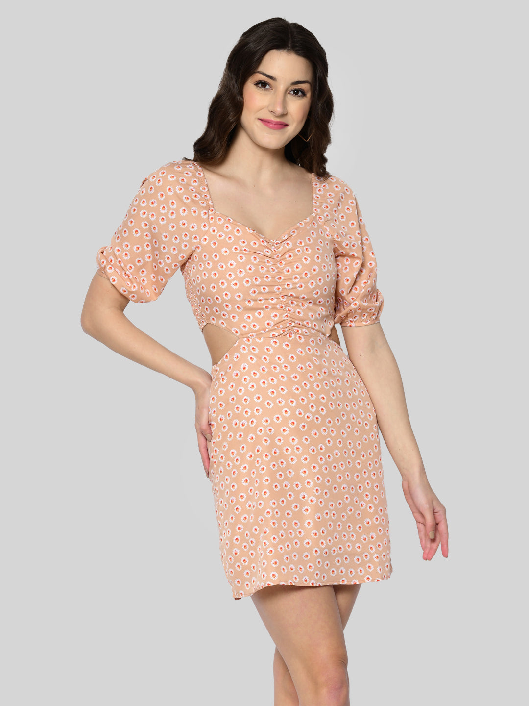 Women Bodycon Beige Mini/Short Dress