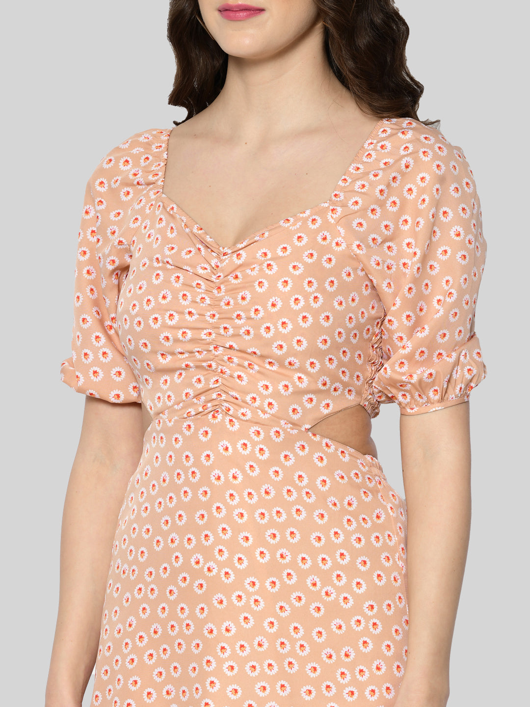 Women Bodycon Beige Mini/Short Dress