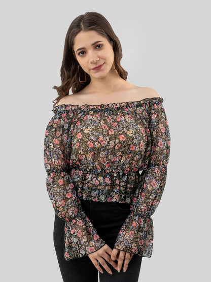Casual Regular Sleeves Printed Women Multicolor Top