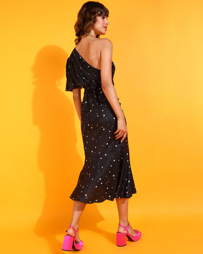 Women A-line Black Ankle Length Dress
