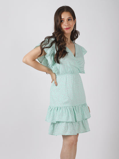 Women A-line Light Blue Above Knee/Mid Thigh Length Dress
