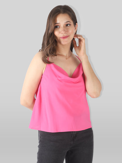 Casual Sleeveless Solid Women Pink Top