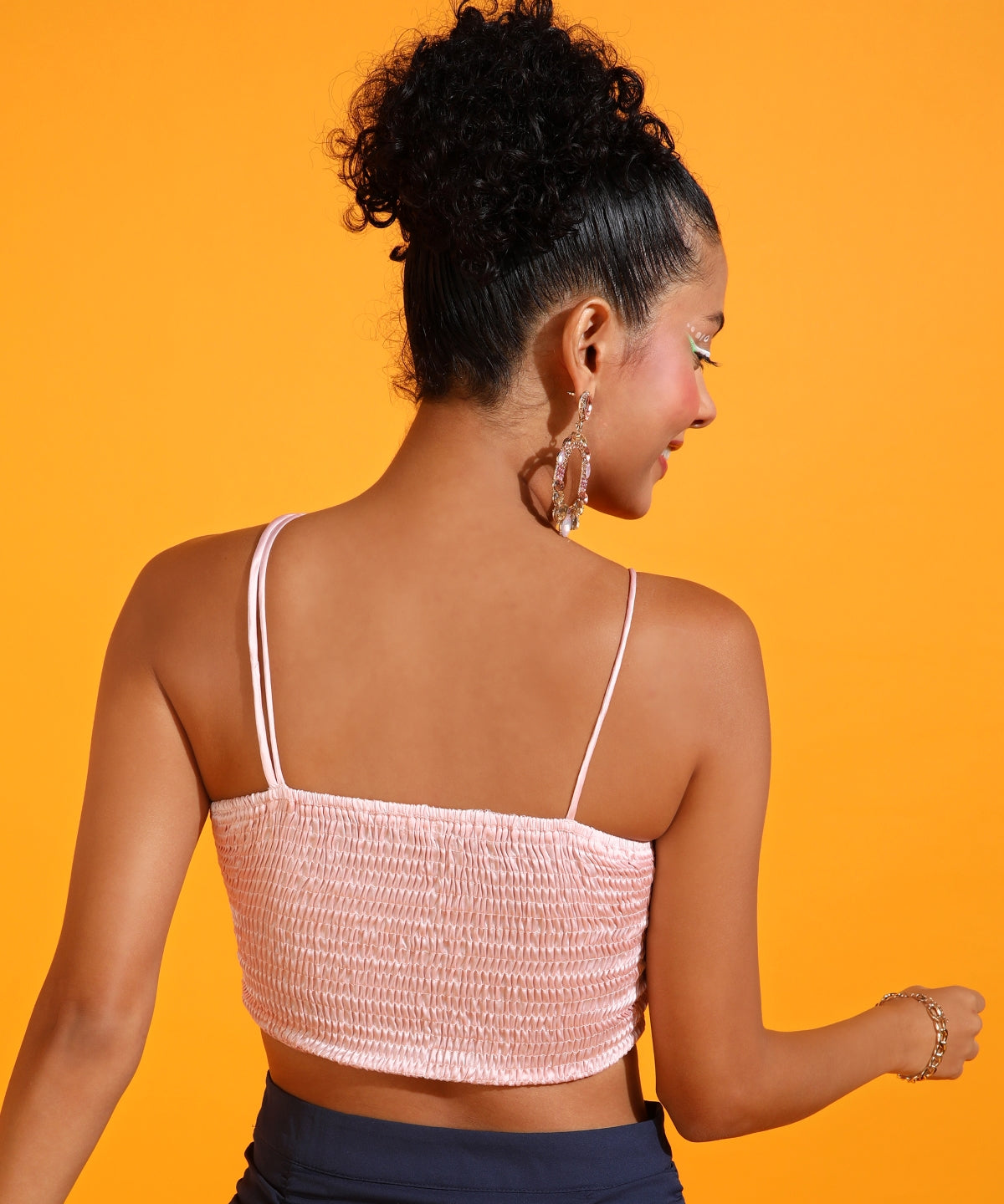 Casual One Shoulder Sleeves Solid Women Pink Top
