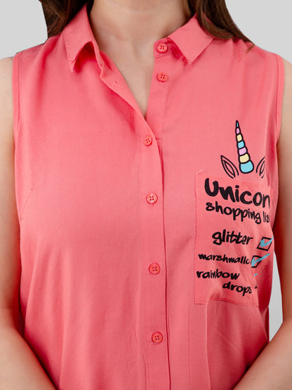 Casual Sleeveless Solid Women Pink Top