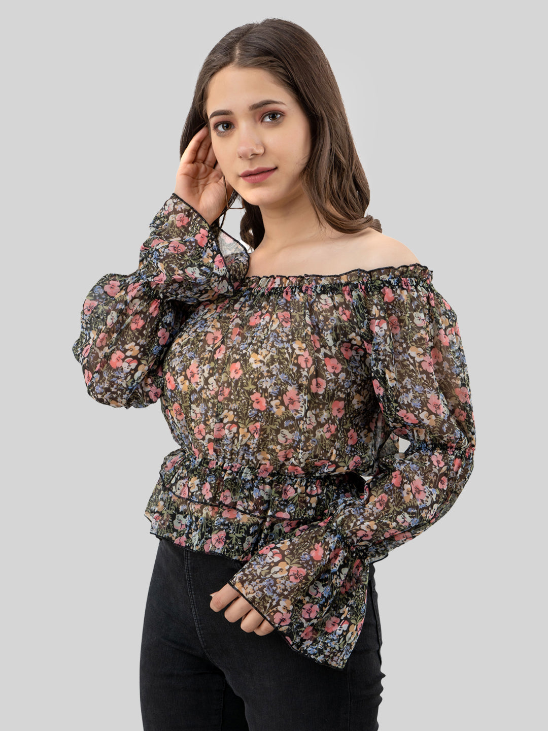 Casual Regular Sleeves Printed Women Multicolor Top