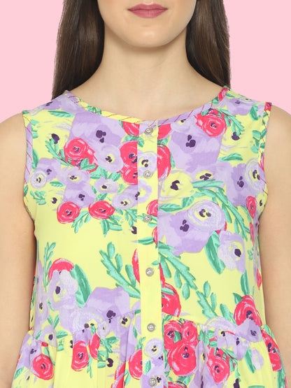 Casual Sleeveless Printed Women Multicolor Top