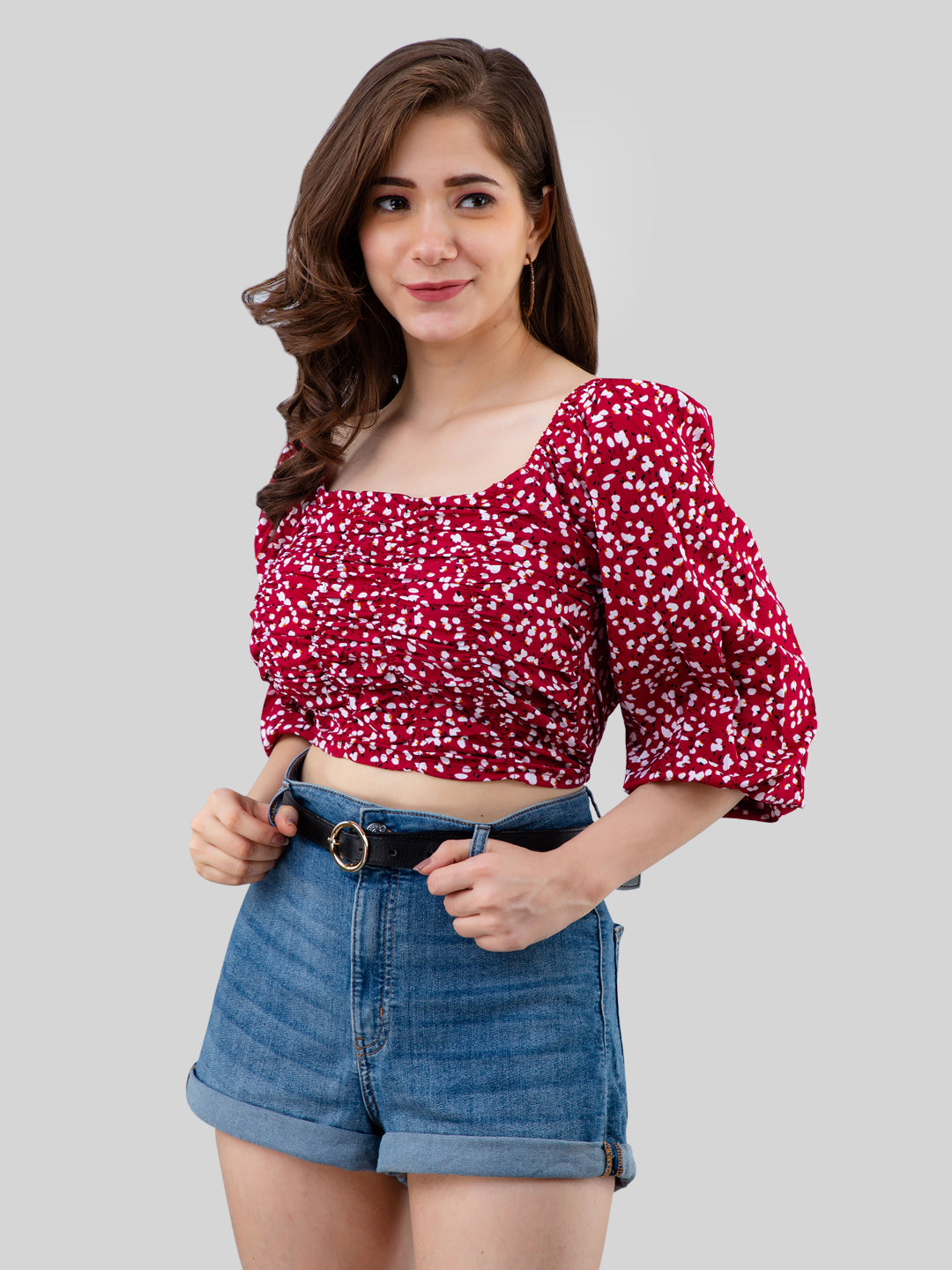 Casual Regular Sleeves Printed Women Red Top