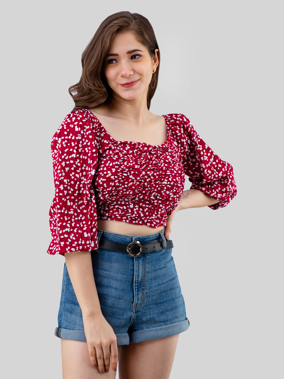 Casual Regular Sleeves Printed Women Red Top