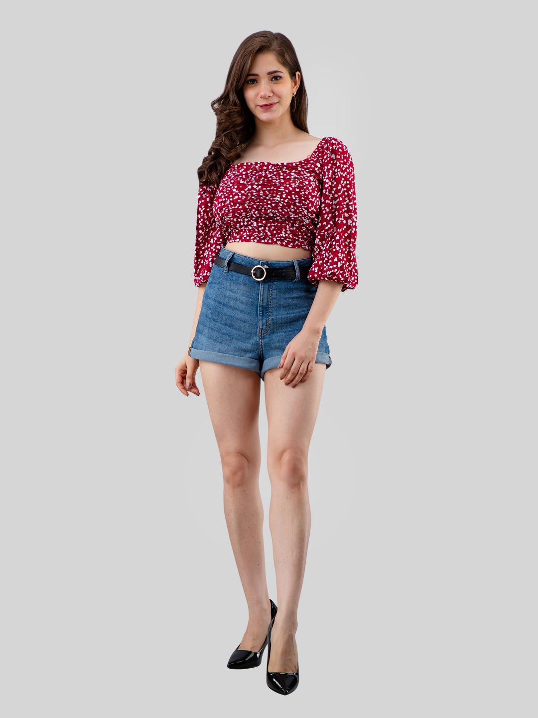 Casual Regular Sleeves Printed Women Red Top