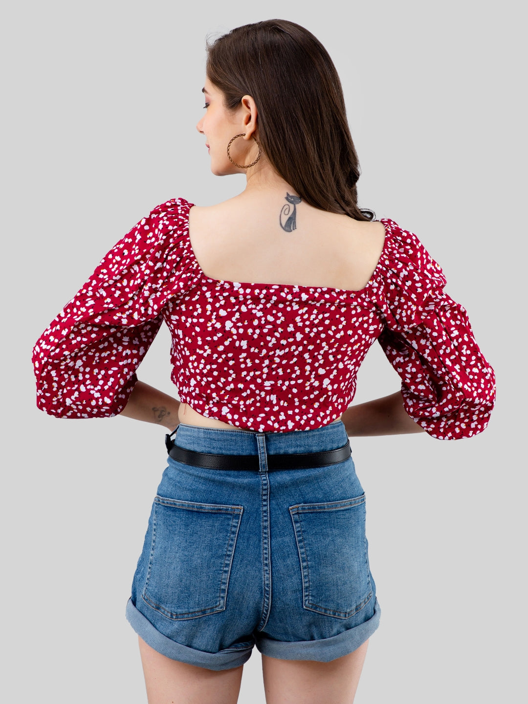 Casual Regular Sleeves Printed Women Red Top