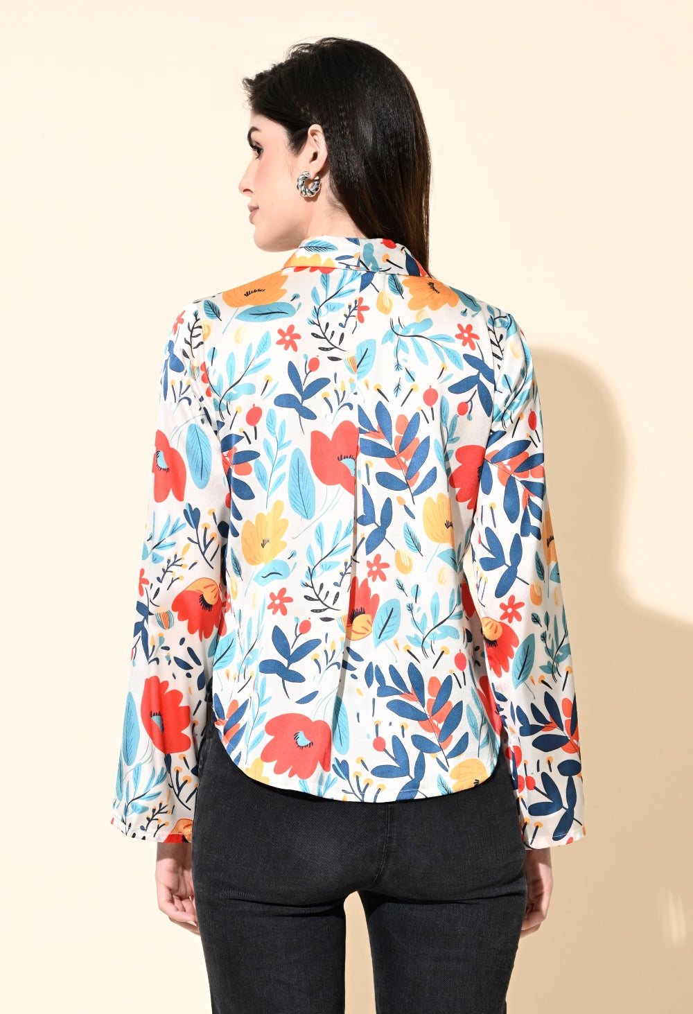 Party Bell Sleeves Printed Women Multicolor Top