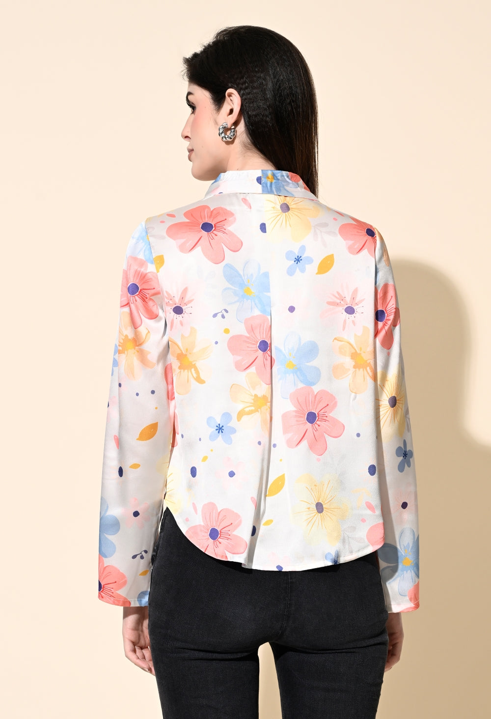 Party Bell Sleeves Printed Women Multicolor Top