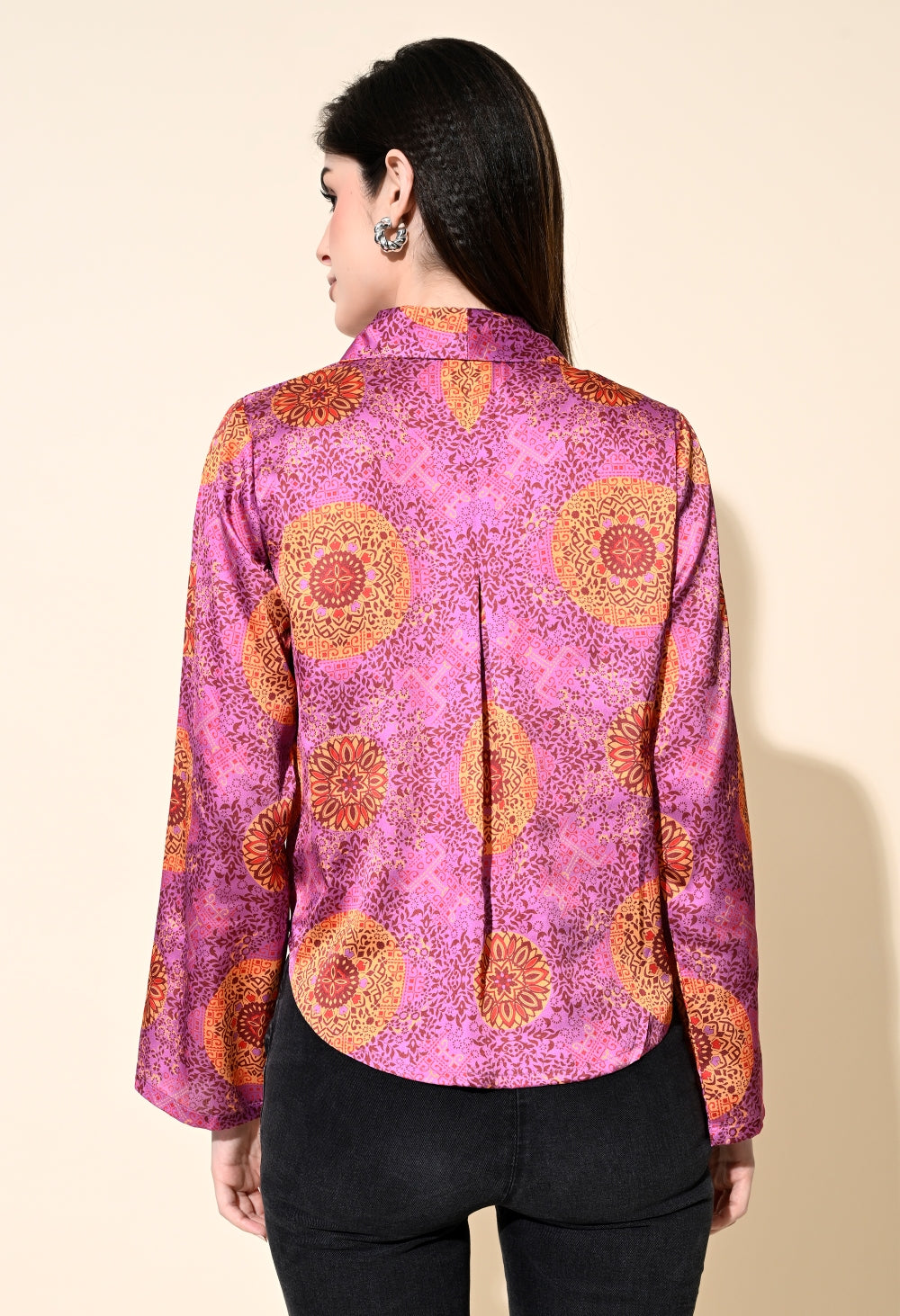 Party Bell Sleeves Printed Women Multicolor Top