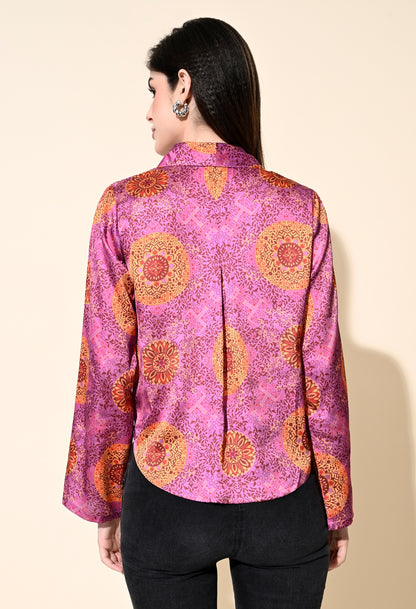 Party Bell Sleeves Printed Women Multicolor Top