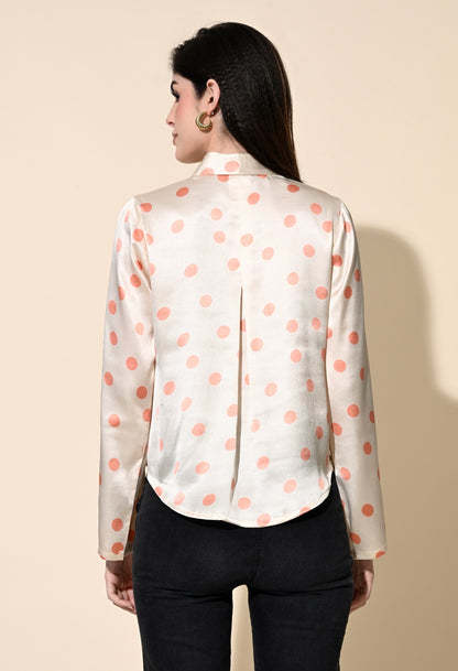 Party Bell Sleeves Printed Women Beige Top