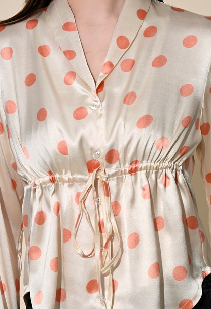 Party Bell Sleeves Printed Women Beige Top