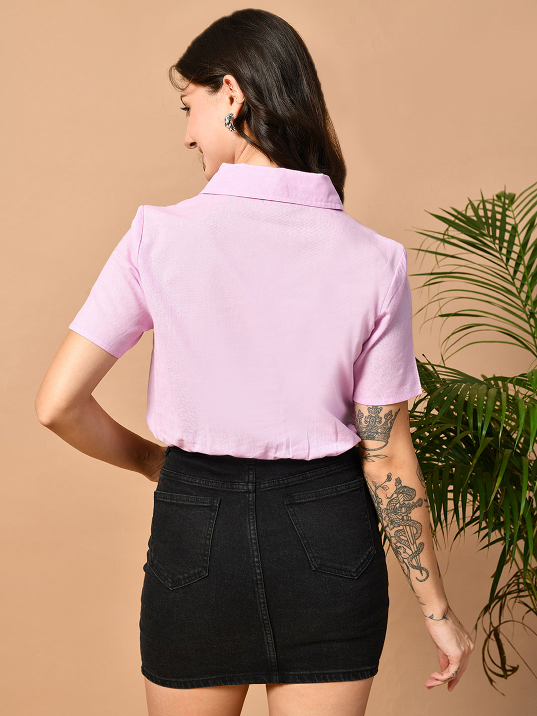 Casual Regular Sleeves Solid Women Pink Top