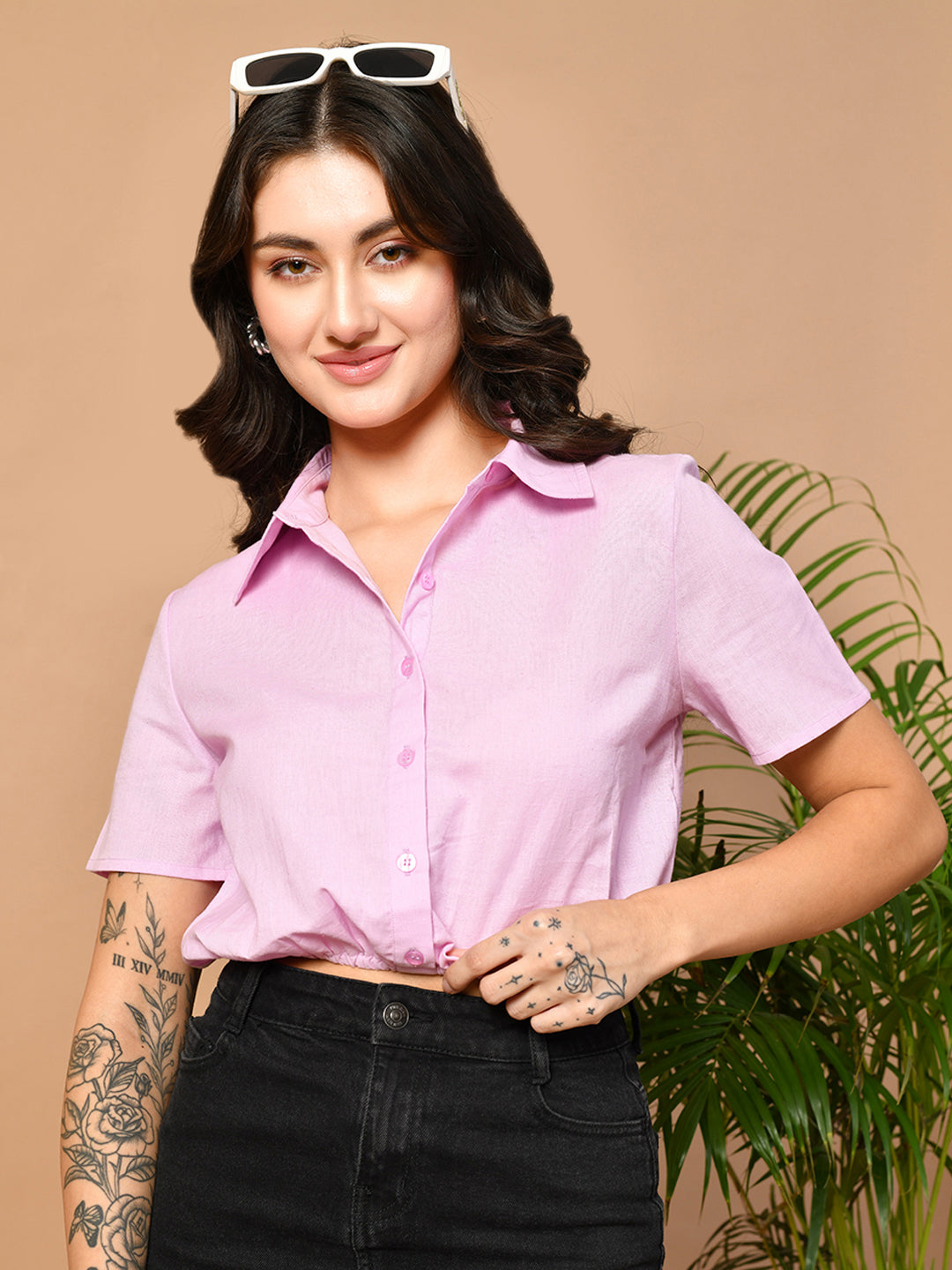 Casual Regular Sleeves Solid Women Pink Top