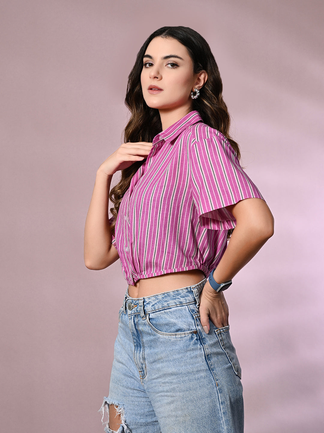 Women Slim Fit Striped Casual Shirt
