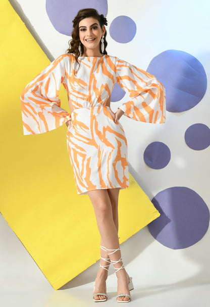 Women Bodycon White, Orange Mini/Short Dress