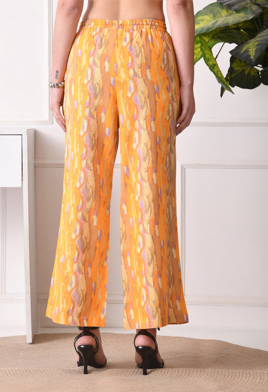Women Flared Multicolor Pure Cotton Trousers
