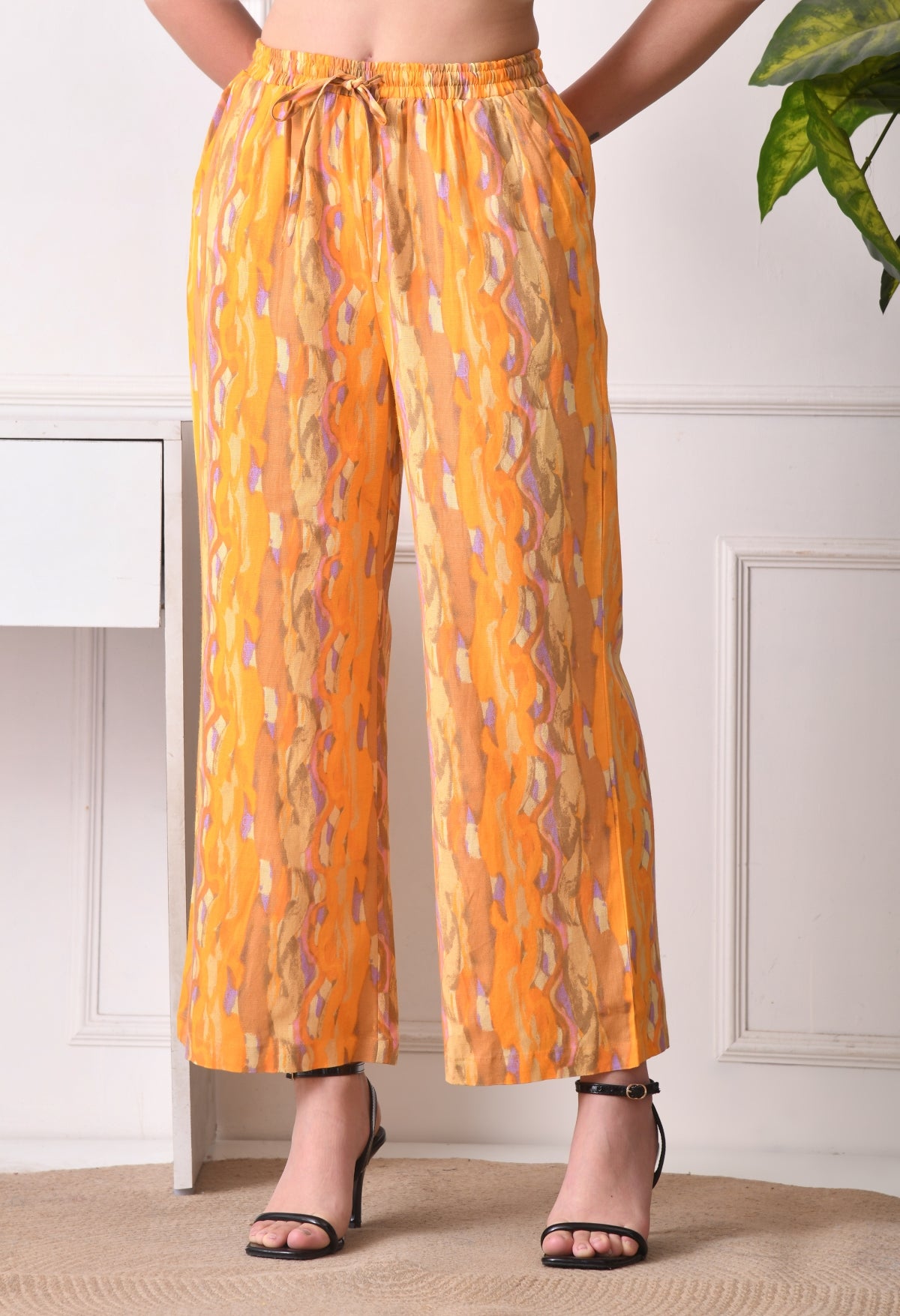 Women Flared Multicolor Pure Cotton Trousers