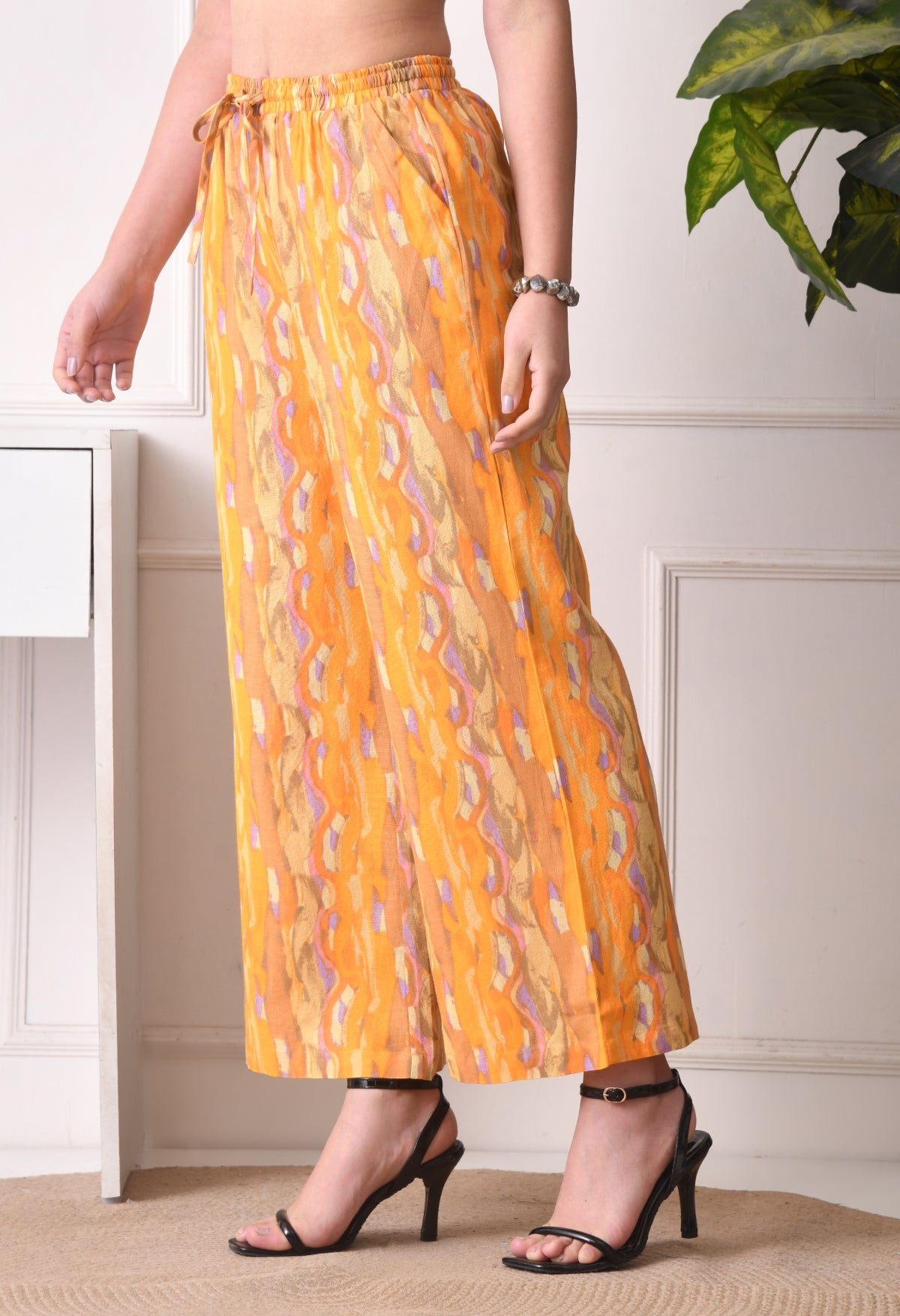 Women Flared Multicolor Pure Cotton Trousers