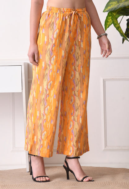 Women Flared Multicolor Pure Cotton Trousers