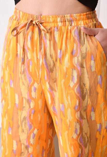 Women Flared Multicolor Pure Cotton Trousers