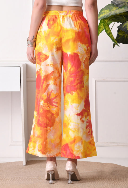 Women Loose Fit Multicolor Pure Cotton Trousers