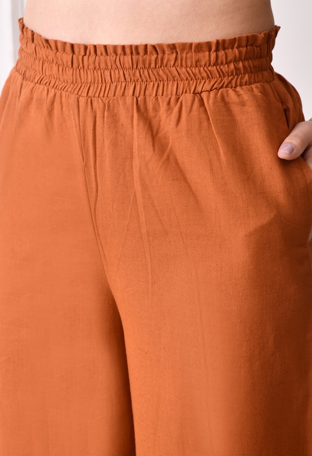 Women Loose Fit Blue Pure Cotton Trousers