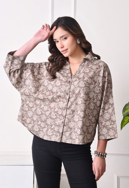 Women Relaxed Fit Floral Print, Printed Spread Collar Casual Shirt