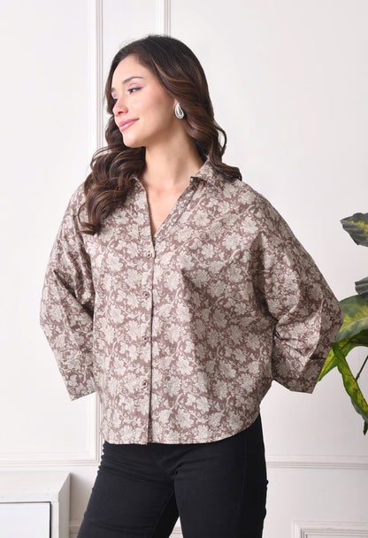 Women Relaxed Fit Floral Print, Printed Spread Collar Casual Shirt