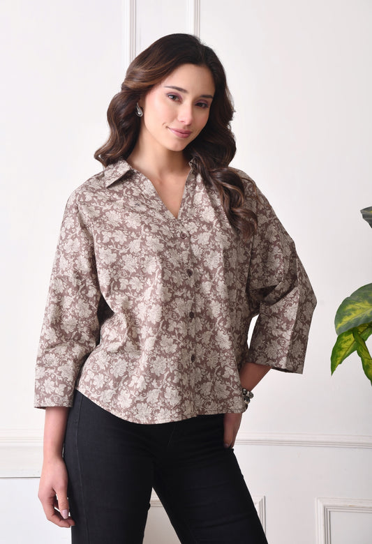 Women Relaxed Fit Floral Print, Printed Spread Collar Casual Shirt