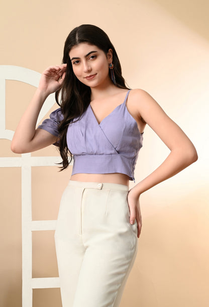 Casual One Shoulder Sleeves Checkered Women Pink, White Top